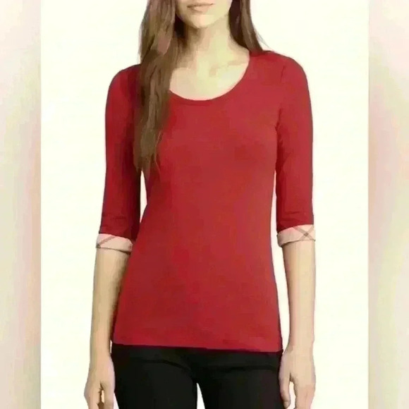Women's Burberry Maroon T-shirt - size small nwt - Picture 1 of 8